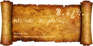 Máté Ödön névjegykártya